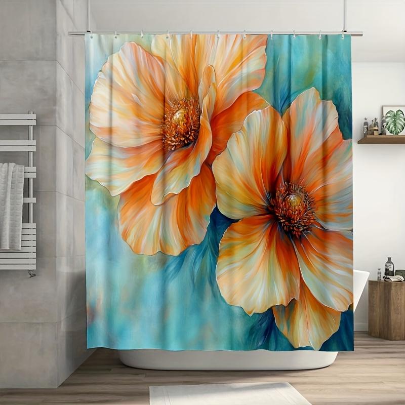 

Vibrant Floral Oil Painting Shower Curtain - 71X71 Inch, Polyester, 12 Hooks, Hand Wash, Stylish Bathroom Decor, Floral Pattern W60H190(CM)-1 Pcs