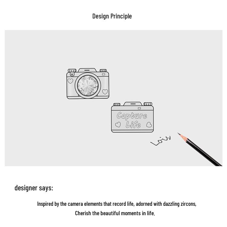 Avle S925 Sterling Silver Shiny Camera Beads DIY Bracelet Jewelry Accessories