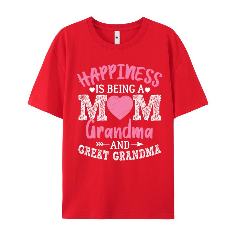 Family Female Tshirts Oneck Short Sleeve 100 Cotton Fabric Happiness Is Being A Mom Tops Tees Graphic Tops T Shirt