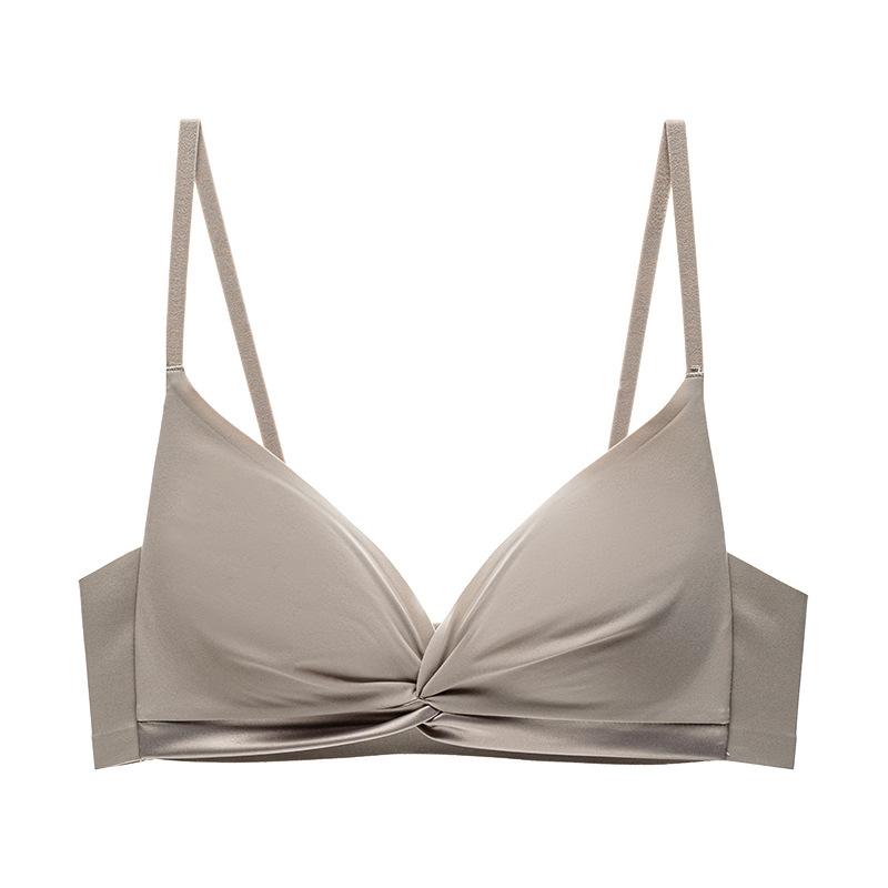 Mulberry Silk Heavy Satin Silk-smooth Three-dimensional Twist Thin Underwire Triangle Cup Push-up Bra Underwear
