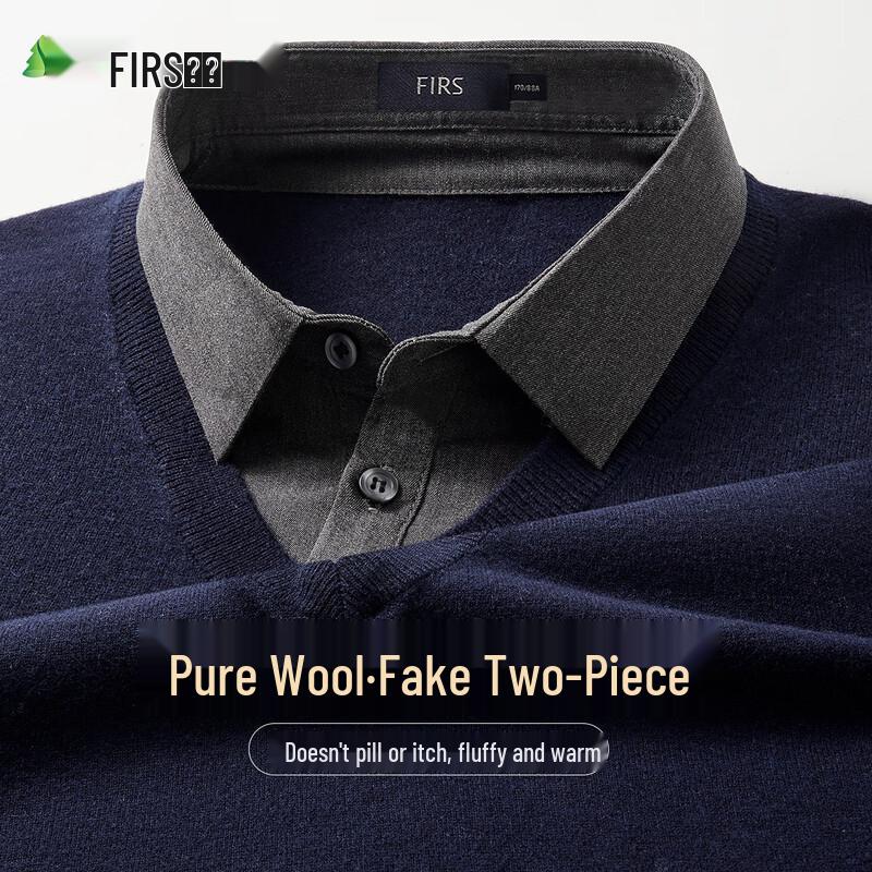 

Мужской свитер Shanshan из искусственного двухслойного трикотажа из чистой шерсти с V-образным вырезом