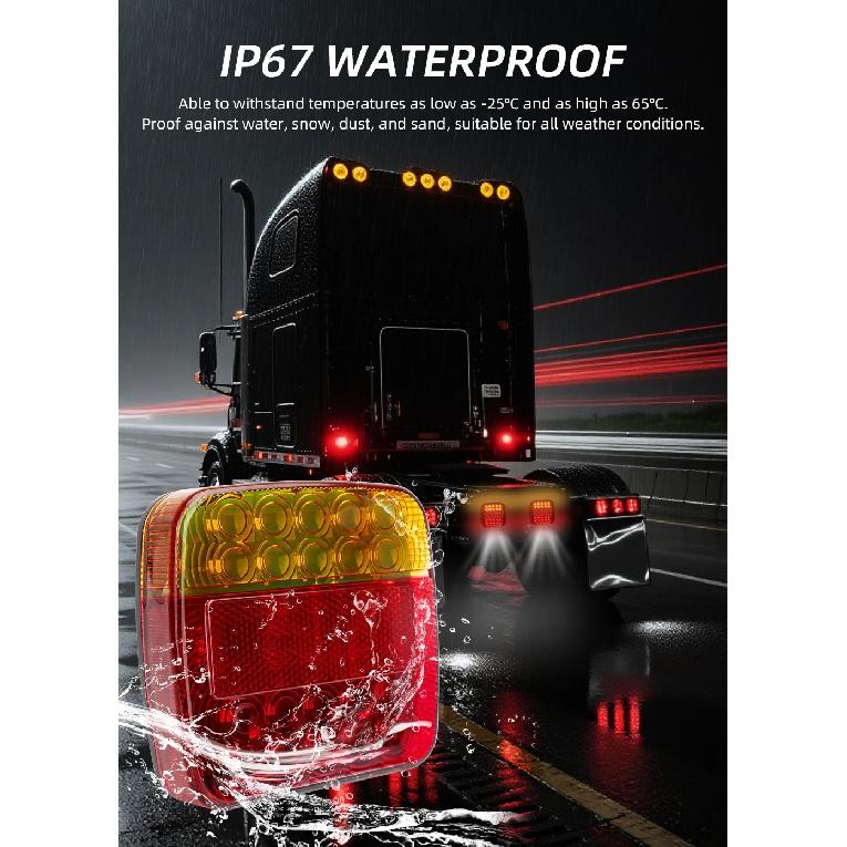 Magnetic Erou/US Wired/Wireless Trailer Signal Warning Brake Lamp High Lumens Truck Tail Light For Caravan RV Camper Lorry Truck