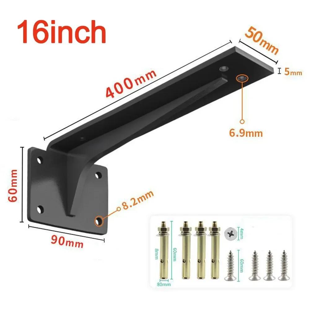 111-111mm Metal Floating Shelf Bracket Wall Mount Heavy Duty For Wood Shelves Support Black Cold Rolled Steel