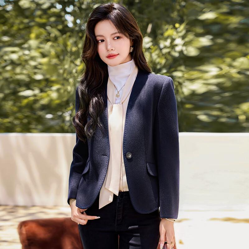 Женский однобортный блейзер из смесовой шерсти без воротника L