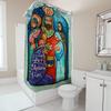 Vibrant Nativity Shower Curtain For Christmas Decorations Handmade Artistic Religious Home Decoration.