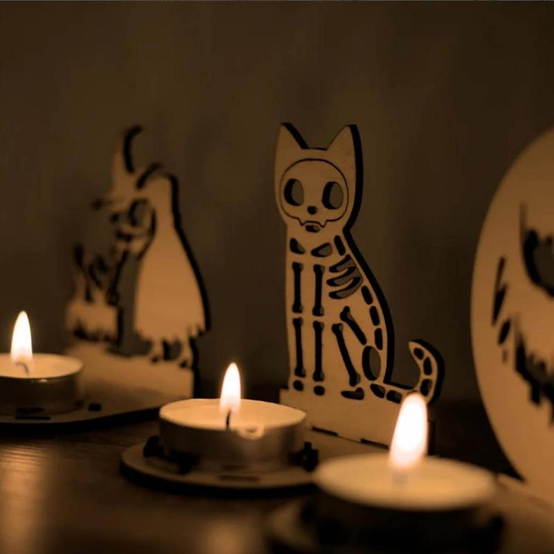 Wooden Crafts Ghost Candles Ghost Horror Halloween Party Decoration Home Living Room Ornament