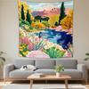 Boho Chic Wall Tapestry With Moon Phase Floral Starry Sky Design Bedroom Yoga Studio Decor