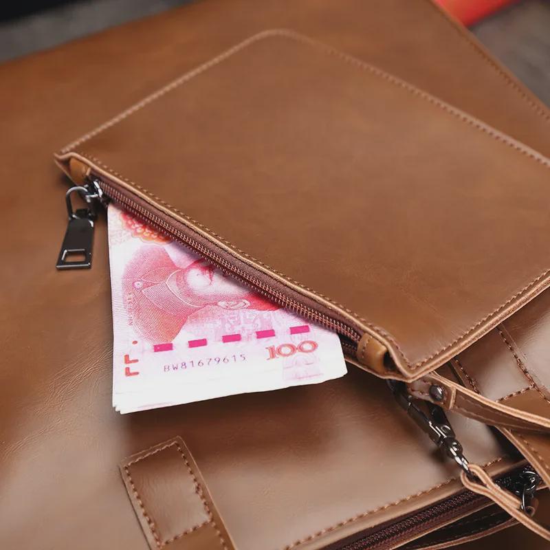 Men's Crazy Horse Leather Retro Shoulder Bag – Multifunctional Messenger and Tote with Large Capacity