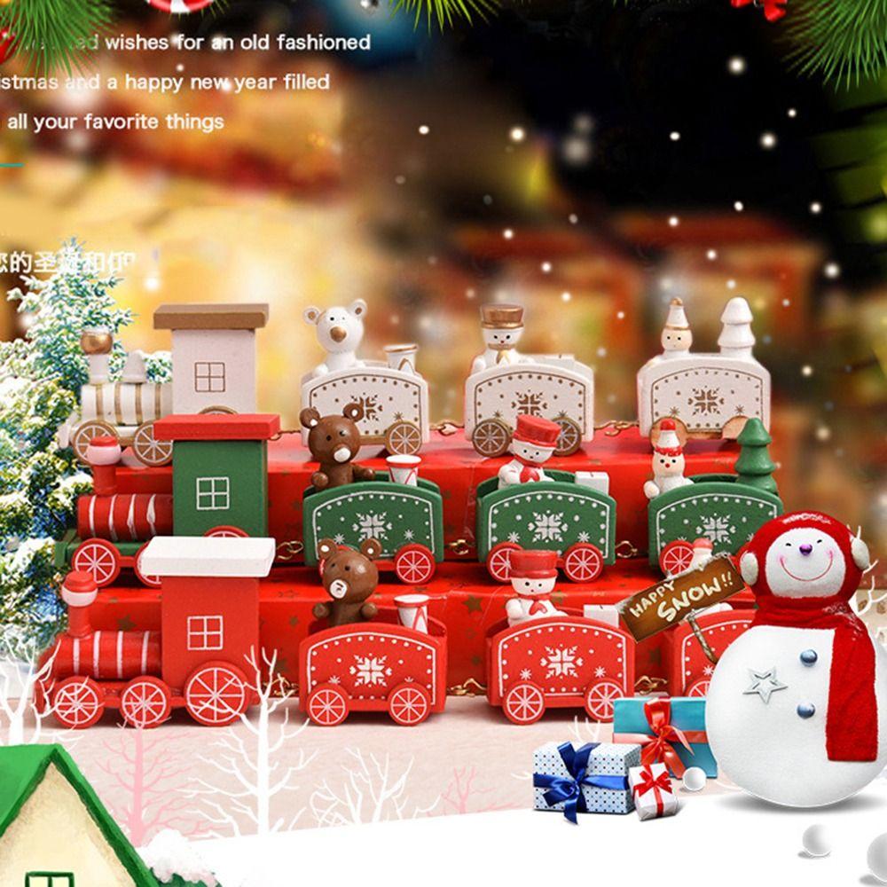 Carriages Cake Gift Xmas Party Props Christmas Ornament Home Decor Window Ornaments Wooden Train