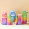 Water Bottle Gradual Change Color Large Capacity Three Piece Plastic Cup Outdoor Portable Sports Kettle with Scale Large Capacity Space Cup