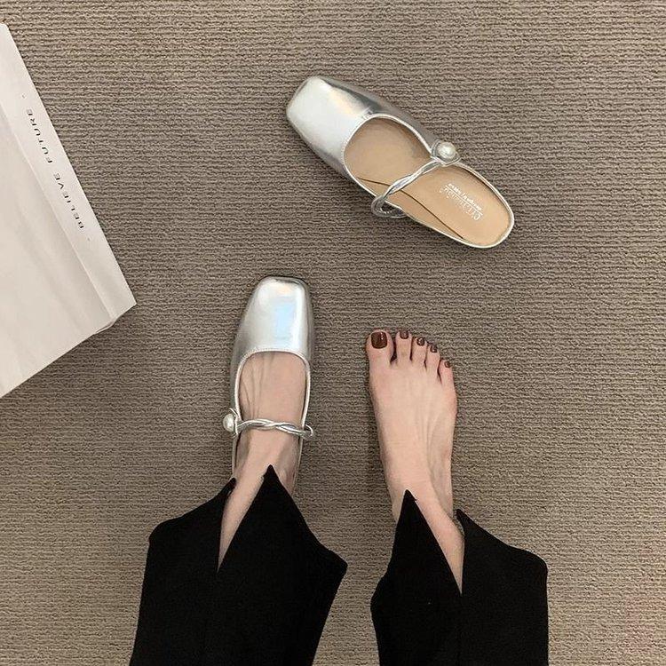 Flat-bottomed temperament bag head half slippers women's shoes wear soft-soled new spring and summer French Mary Jane half-tray single shoes