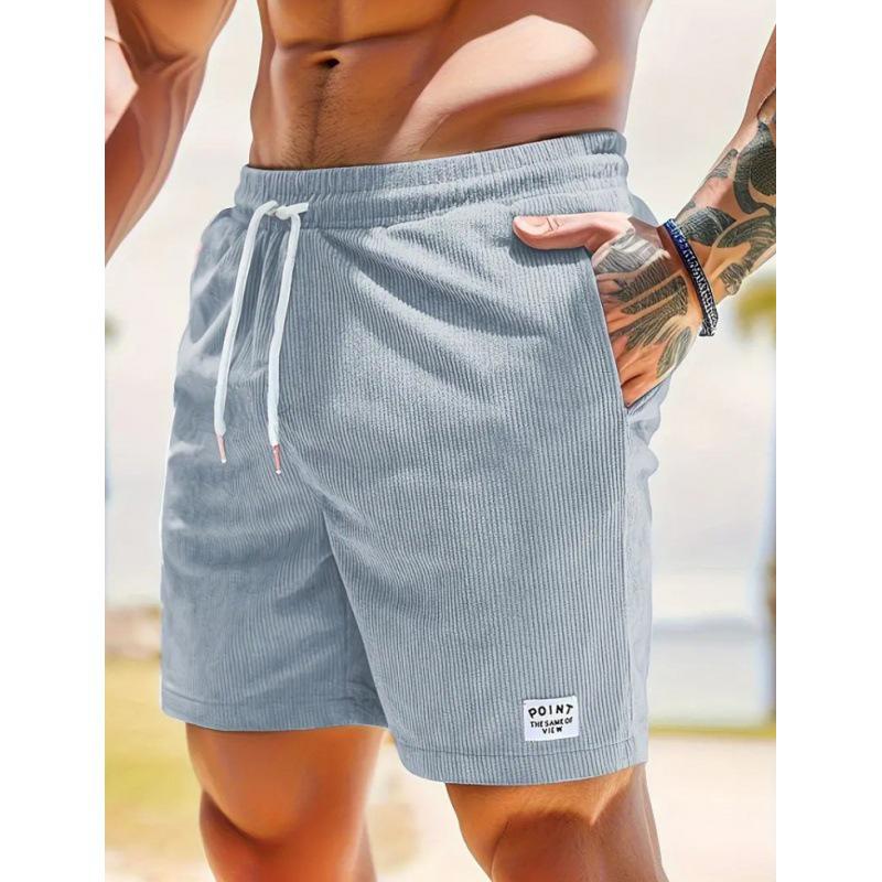 Pantaloncini Sportivi da Uomo in Velluto a Coste Monocolore con Lacci 2026