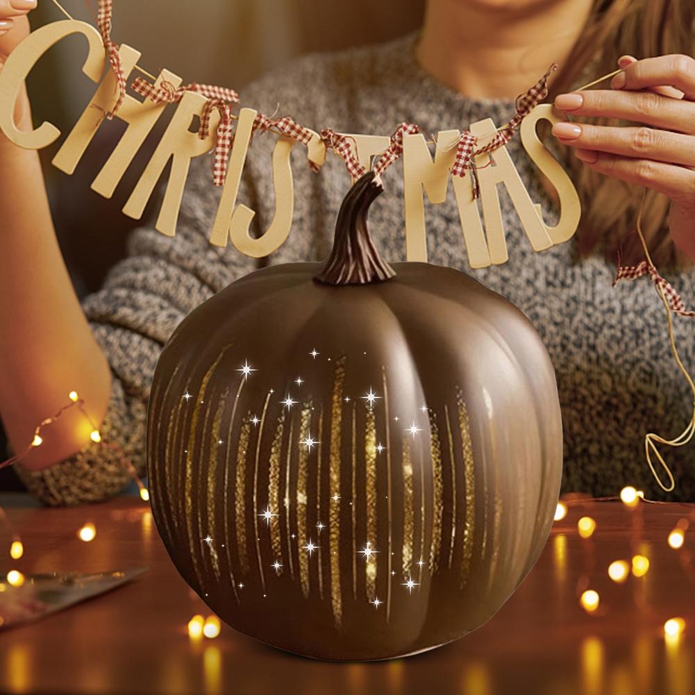 Light Up Halloween Pumpkin Ornament Decor Twinkle LED Pumpkin Light Resin Pumpkin Lamp for Halloween Party Home Decor