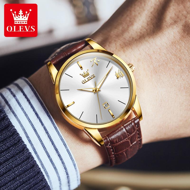 OLEVS Merkeklokke Kvartsuttrykk Folkedagsgave Vanntett Parklokke Herreklokke