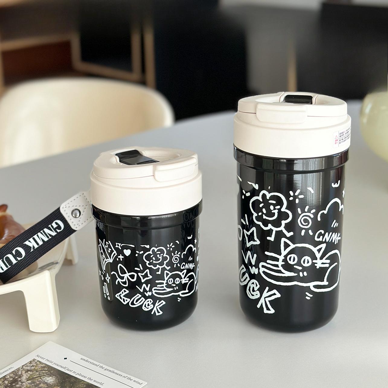 

Новая кружка из нержавеющей стали для сохранения холода, интересная кружка для кофе, портативная офисная кружка-термос для двух напитков, кружка для воды 430ml