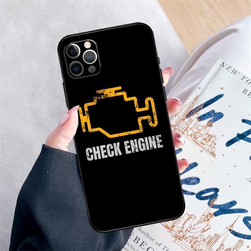 

Repair Check Engine Phone Case For iPhone 14 15 16 Pro Max 12 13 Mini 11 Pro Max XR 15 16 Plus 16e Cover Coque iPhone 13Pro MAX