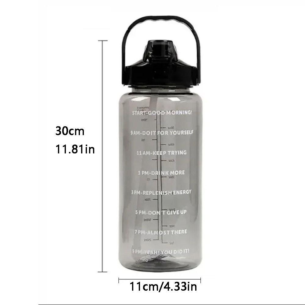 With Time Marker Fitness Straw Cups 2L Drink Bottle Plastic Sports Water Bottles  for Outdoor