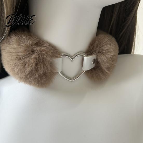 Eleganter Schmuck Flauschiger Choker-Kragen Abnehmbare Flauschige Halskette Legierung Herz
