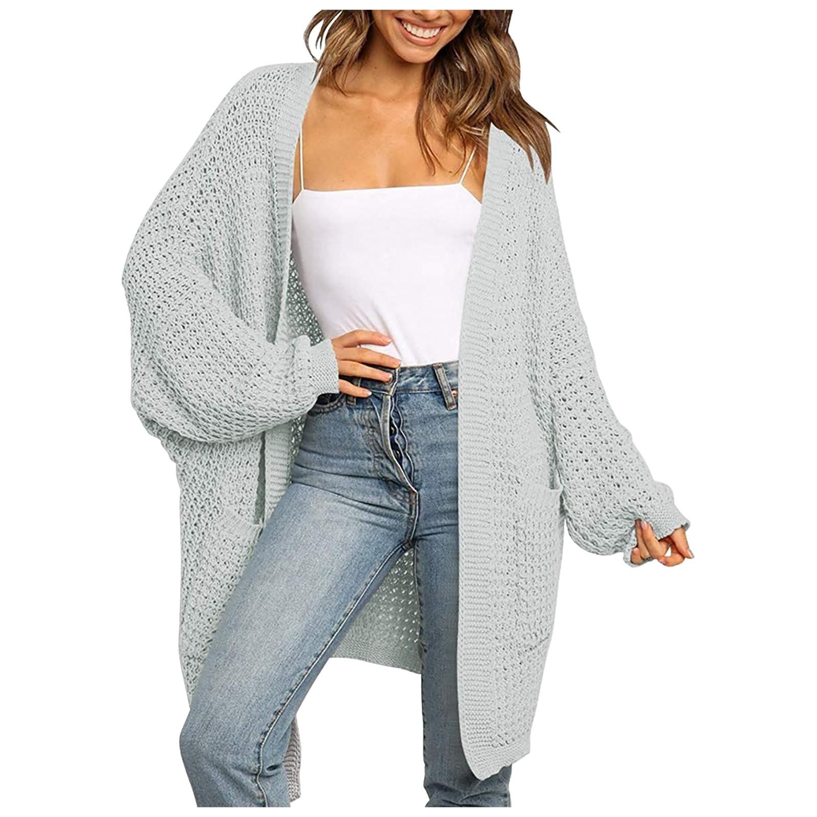 

Женский и зимний однотонный длинный рукав карман шаль свободный кардиган вязаный свитер женский XL