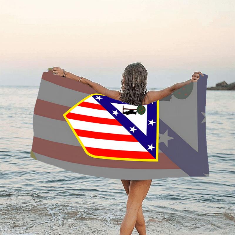 1pc Atletico Madrid Beach Towel, Beach and Seaside Swimming Pool Equipment, Fashion Pattern, Rectangular, Travel Essentials