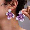 Atoztide Fashion Exaggerated Big Hollow Flowers Earrings for Women Stainless Steel Zircon Flower Earring Wedding Jewelry Gift