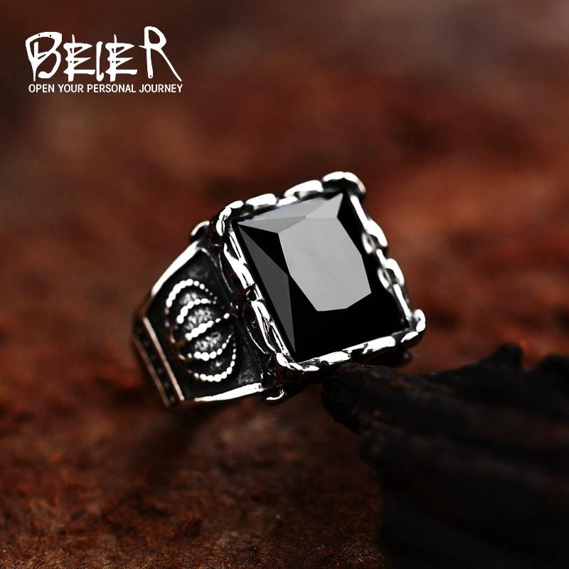 New Store 316L Stainless Steel High Quality Gem Ring Lots Vintage Fria Men's Ring with Colorful Stones Jewelry