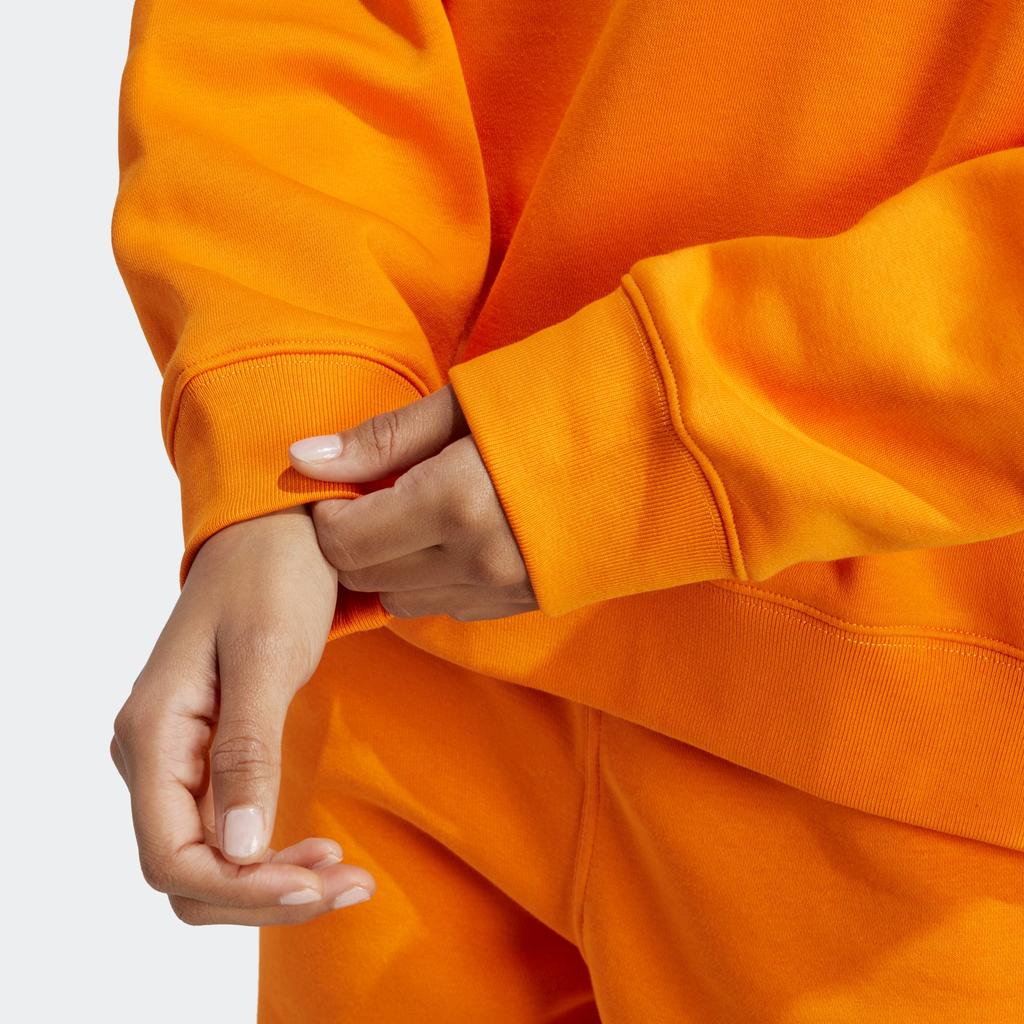 Adidas Originals Solid Logo Print Sports Long Sleeve Hoodie Women hoodies Orange IK7693