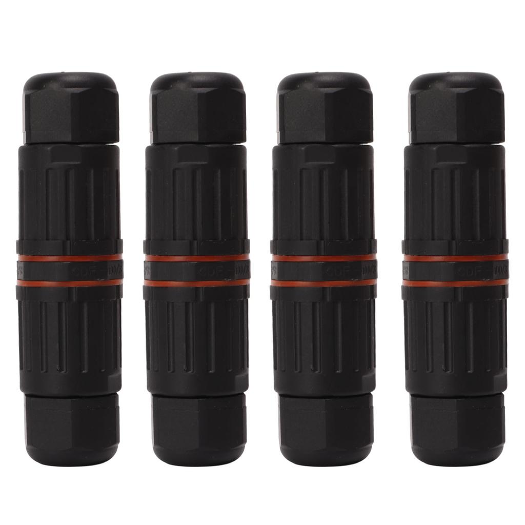 4PCS Electrical Connector Waterproof 3 Pin 10A Flame Retardant PA66 Rubber Washer Wire Connector