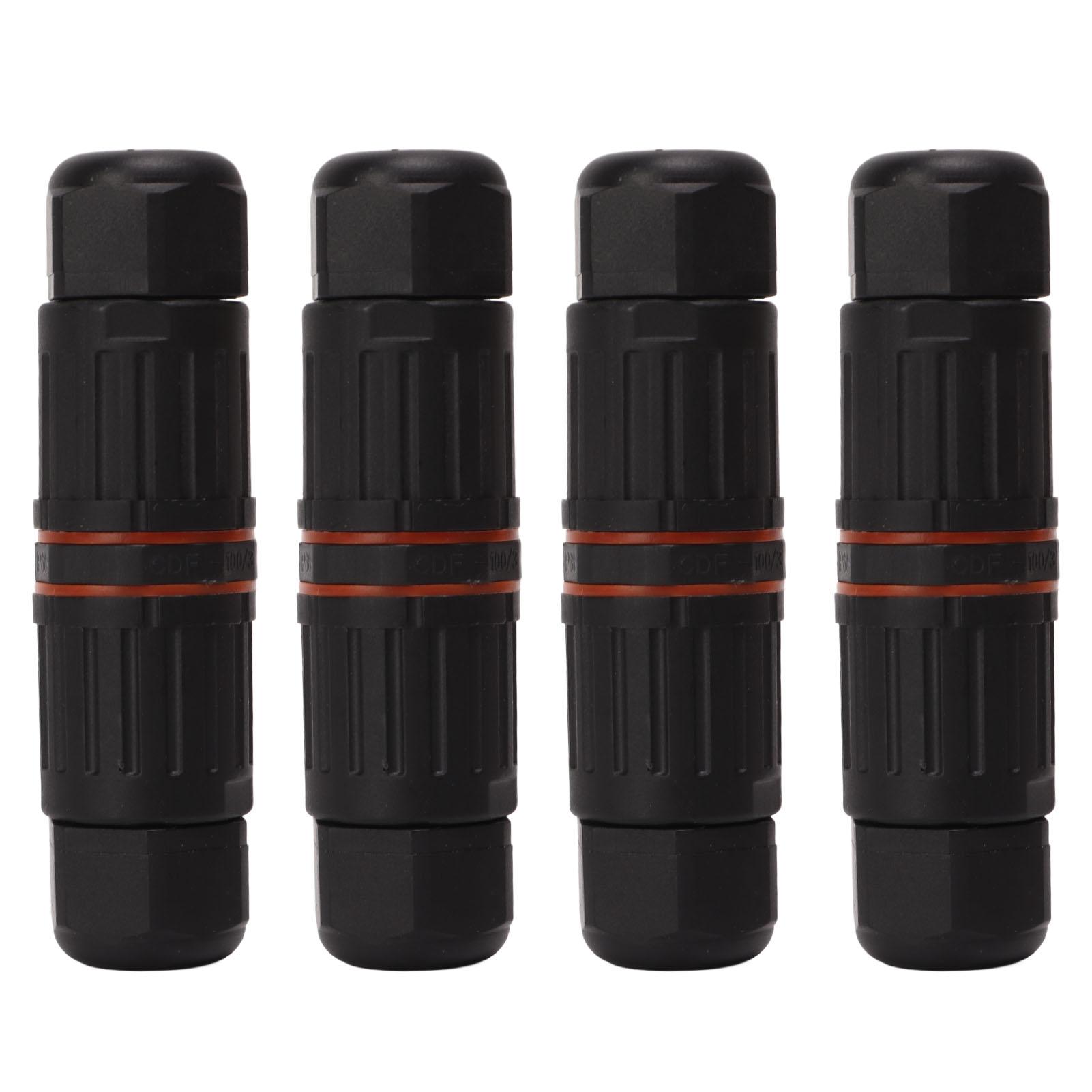 

4PCS Electrical Connector Waterproof 3 Pin 10A Flame Retardant PA66 Rubber Washer Wire Connector