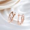Fashion Glossy English Earrings  Rose Gold Color With Natural Zircon Accessories Women Daily Fine Ethnic Jewelry
