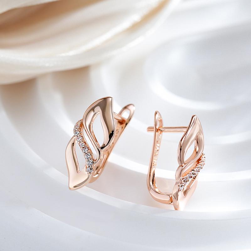 Fashion Glossy English Earrings Rose Gold Color With Natural Zircon Accessories Women Daily Fine Ethnic Jewelry