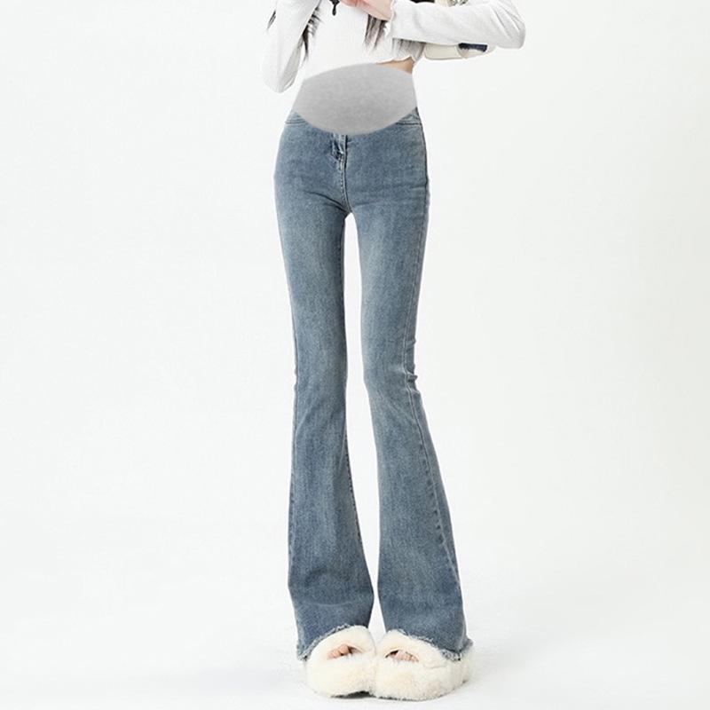

High Elasticity Maternity Flare Pants - Slim Fit Spring & Autumn Jeans Extra Large