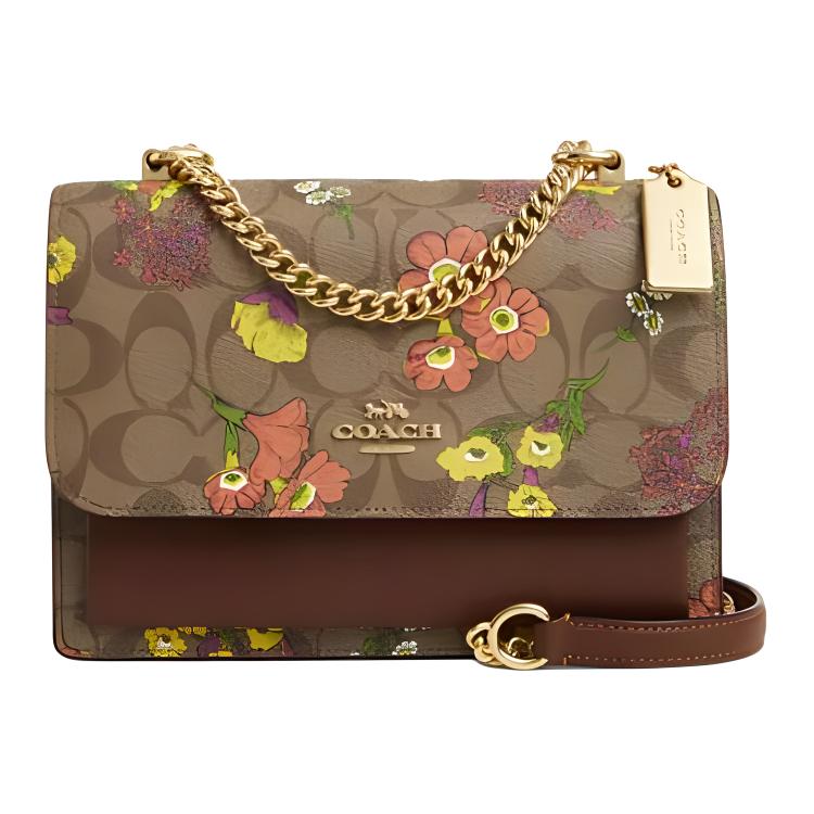 

Coach Klare 22 Floral Print Signature Coated Canvas And Smooth Leather Shoulder Crossbody Bag Small Women bags Gold Khaki Multicolor CR164-IME7V Basic Set (Bag+Dust Bag)