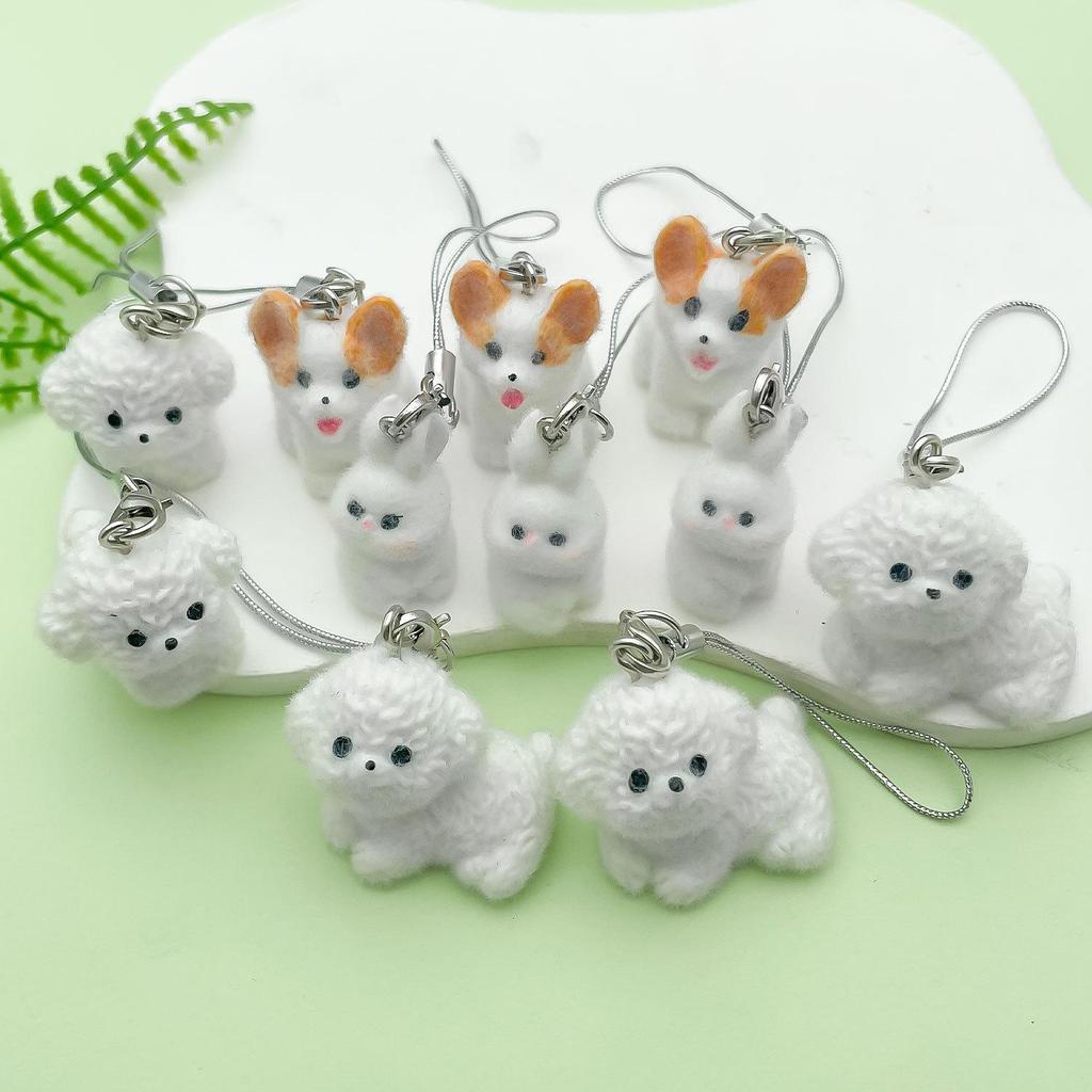 Cute 3D Resin Dog Keychain & Phone Lanyard Gift