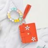 RFID Shielded Card Holder with Rhinestone Flower And Beads Decor Women Wristband Wallet Keychain Faux