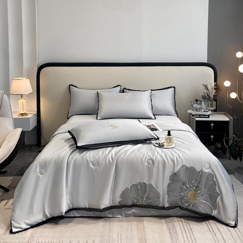 

Новый комплект одеял с цветочной вышивкой на весну и лето, высококачественное дышащее охлаждающее одеяло, комплект 4/3/1 шт., комплект дышащих летних одеял C200x230cm 4 pcs set