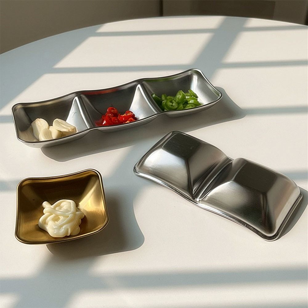 1/2/3 Grids Sauce Plate 304 Stainless Steel Tableware Korean Style Seasoning Dish  Home Resturant