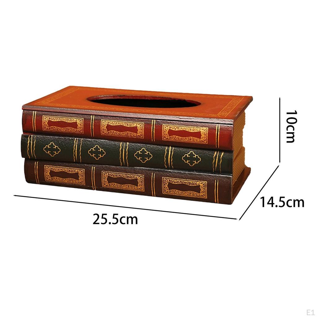 Pudełko na chusteczki w stylu antycznej książki 10x5,7x4 cala do użytku samochodowego, akcesorium, ręcznie robione