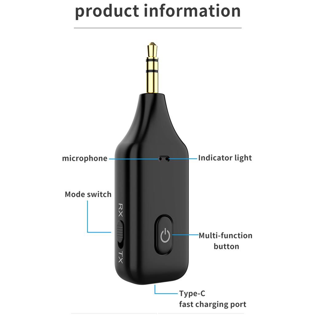 Car Audio Adapter Transmitter Music Receiver Wireless Extender Speaker With Built-In Microphone Hand Free Calling 3.5MM Port