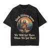 Sloth Hiking Team T Shirts Hip Hop Washed Short Sleeve Oversize Tshirts Vintage For Men Women Tops Streetwear Printed Tees