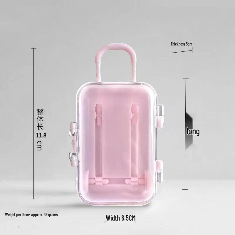 Cute Cartoon Number Jewelry Trolley Case: Transparent, Retractable Mini Storage Box