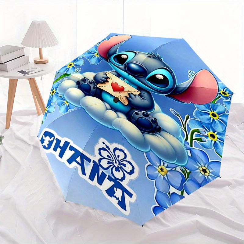 1pc Stitch,Flower Automatic Folding Umbrella: Compact 8-Bone Design Cartoon Outdoor Travel Companion, Business Umbrella, Christmas Valentine