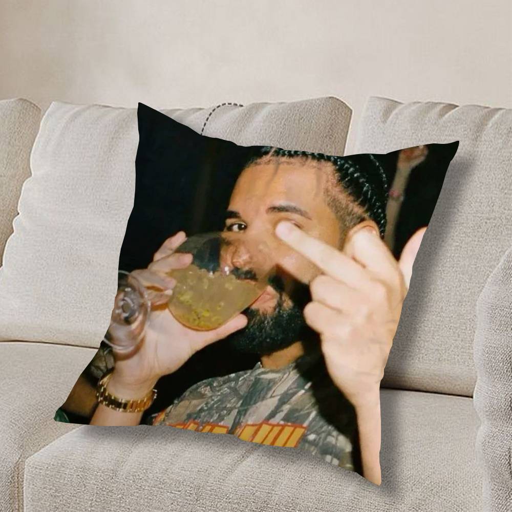 cool D-Drake OvO Rap Pillow Case Square Double-Sided Printing Short Plush Sofa Cushion Cover Bedroom Bedside Pillow