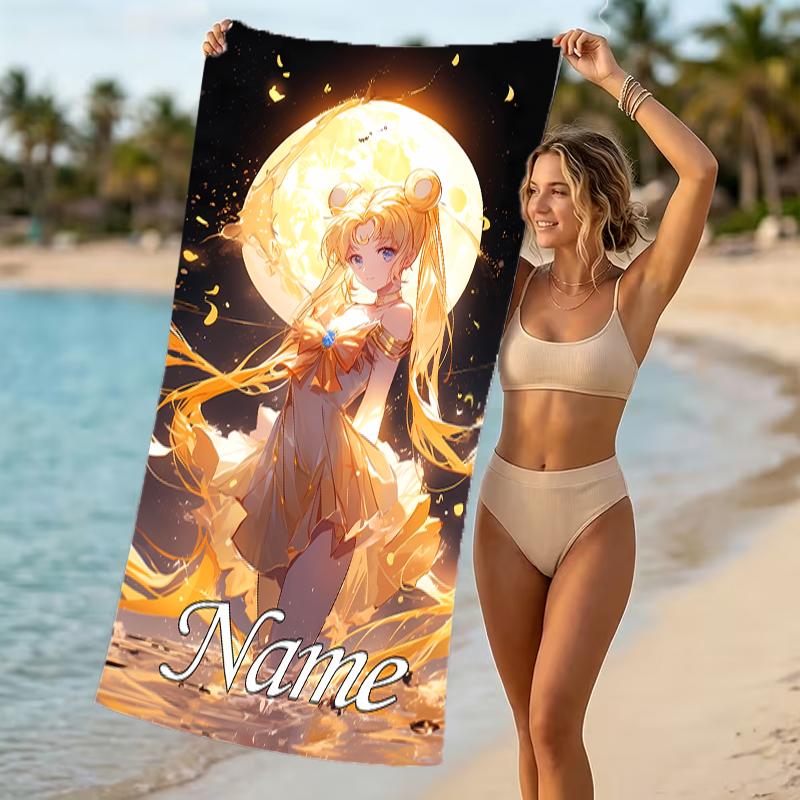 Customizable Personalized Beach Towels Sailor Moon Themed designs.Suitable for the Beach, Yoga, Sports;ideal As Beach Accessories