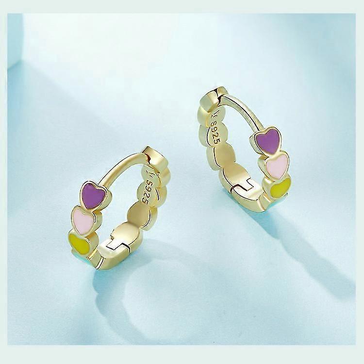 925 Sterling Silver Kids Earrings For Girls Small Hoop Earrings Little Girls Fashion Hypoallergenic Jewelry Birthday Gifts Rainbow Colorful
