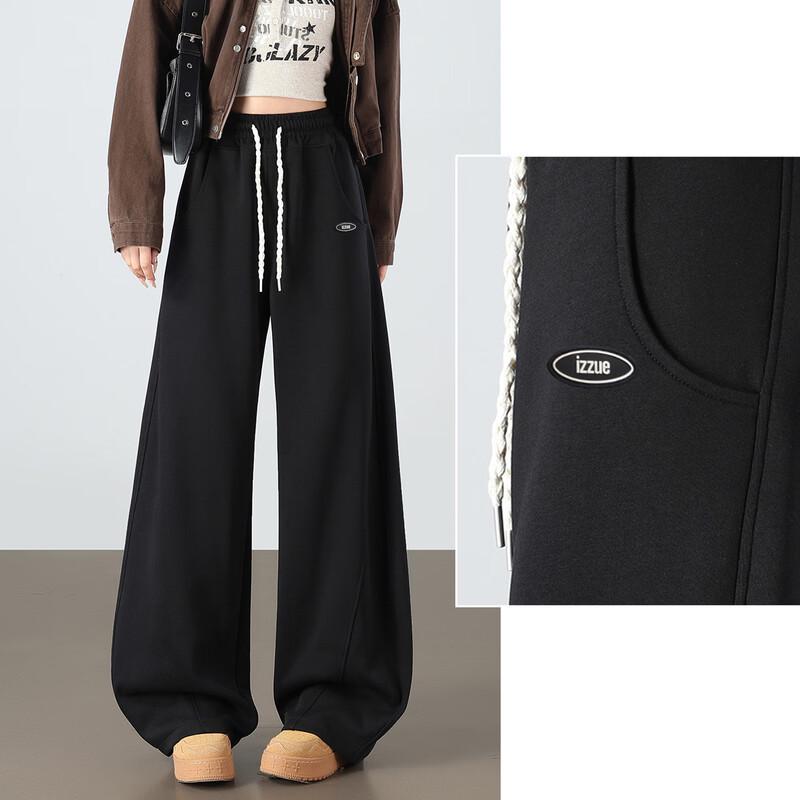 izzue it Women's Loose Fit High-Waist Curved-Leg Casual Pants