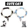 European & American Glass Bead Cat Couple Magnetic Elastic Bracelet