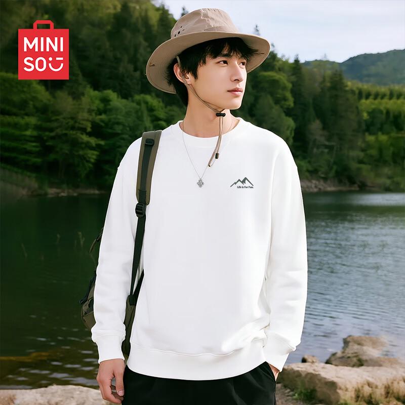 MINISO Men s Letter Print Crew Neck Sweatshirt L