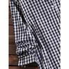 Plus Size Casual Blouse, Women's Plus Gingham Print Turn Down Collar Long Sleeve Shirt