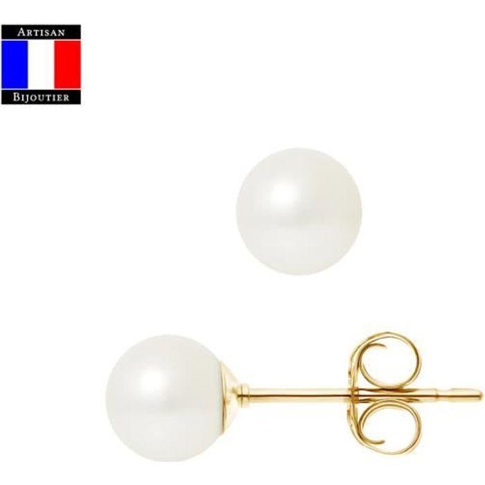 Compagnie Générale des Perles - Orecchini con autentiche perle coltivate 6-7 mm in oro giallo 18 ct con sistema di sicurezza - Gioielli da donna